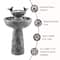Glitzhome® 26" LED 2-Tier Birdbath Outdoor Fountain with Birds
